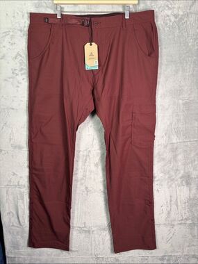NWT New Prana Maroon Stretch Zion Slim Pant Mens Size 42x34